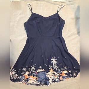 Old Navy Navy Blue Sundress with Tropical Print